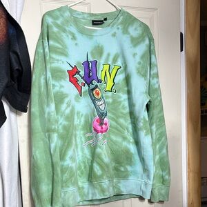 Green Tie-Dye Graphic Sweatshirt